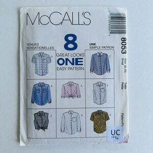 McCalls 8053 Button up Blouses Sewing Pattern  Crop Top Shirt 8 Variations EASY